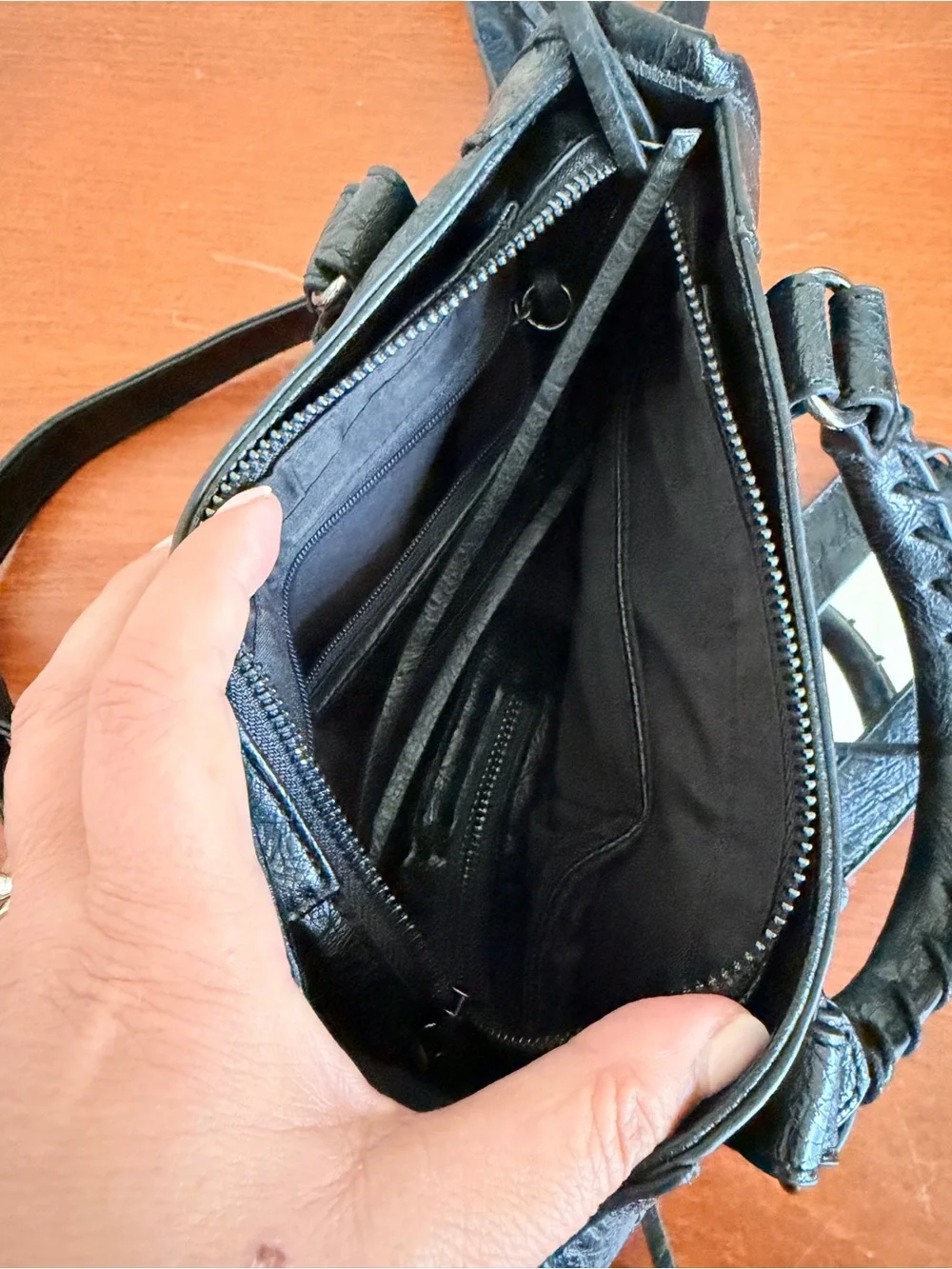 Source Unknown Black Leather Mini Satchel Handbag